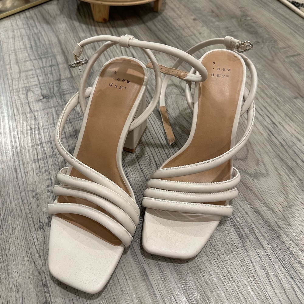 A New Day Women's White Strappy Heels